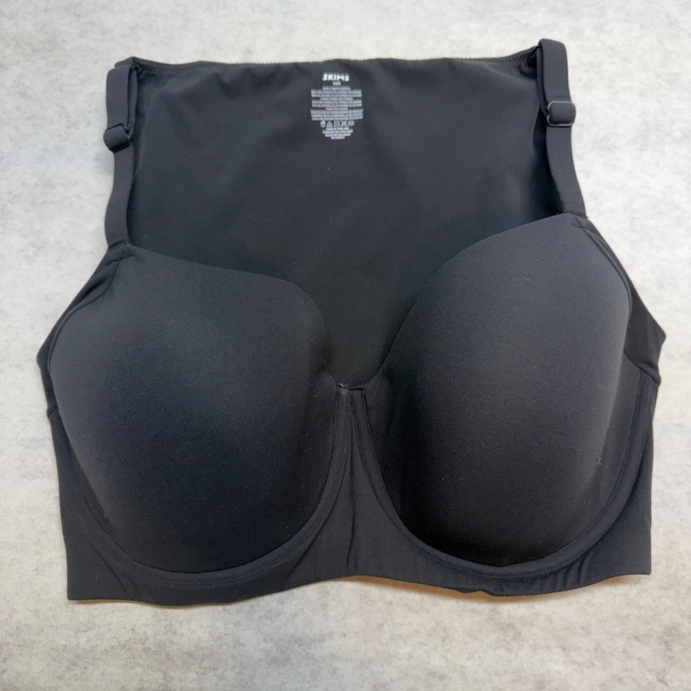 SKIMS Black Smooth Strapless Longline Bra